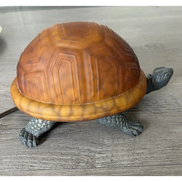 Vintage Bronze Art Glass Turtle Lamp - Picture 6 of 6